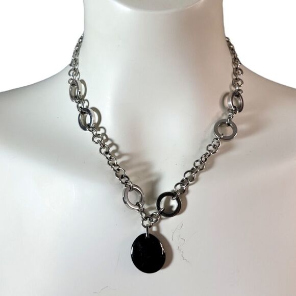 Lotus Jewelry Company Silver and onyx Necklace 18" - Picture 2 of 6